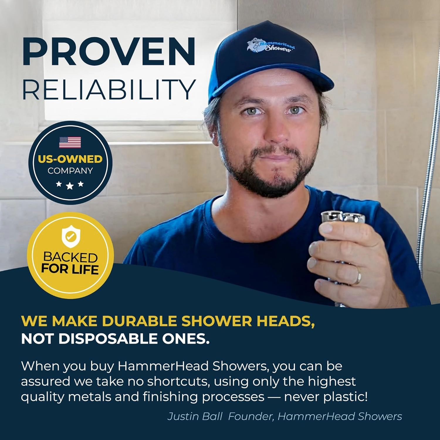HammerHead Showers® ALL METAL Handheld Shower Head with Hose and Brass Holder - MATTE BLACK - 2.5 GPM High Pressure Shower Heads with Adjustable Shower Wand Bracket - 6ft Flexible Extension