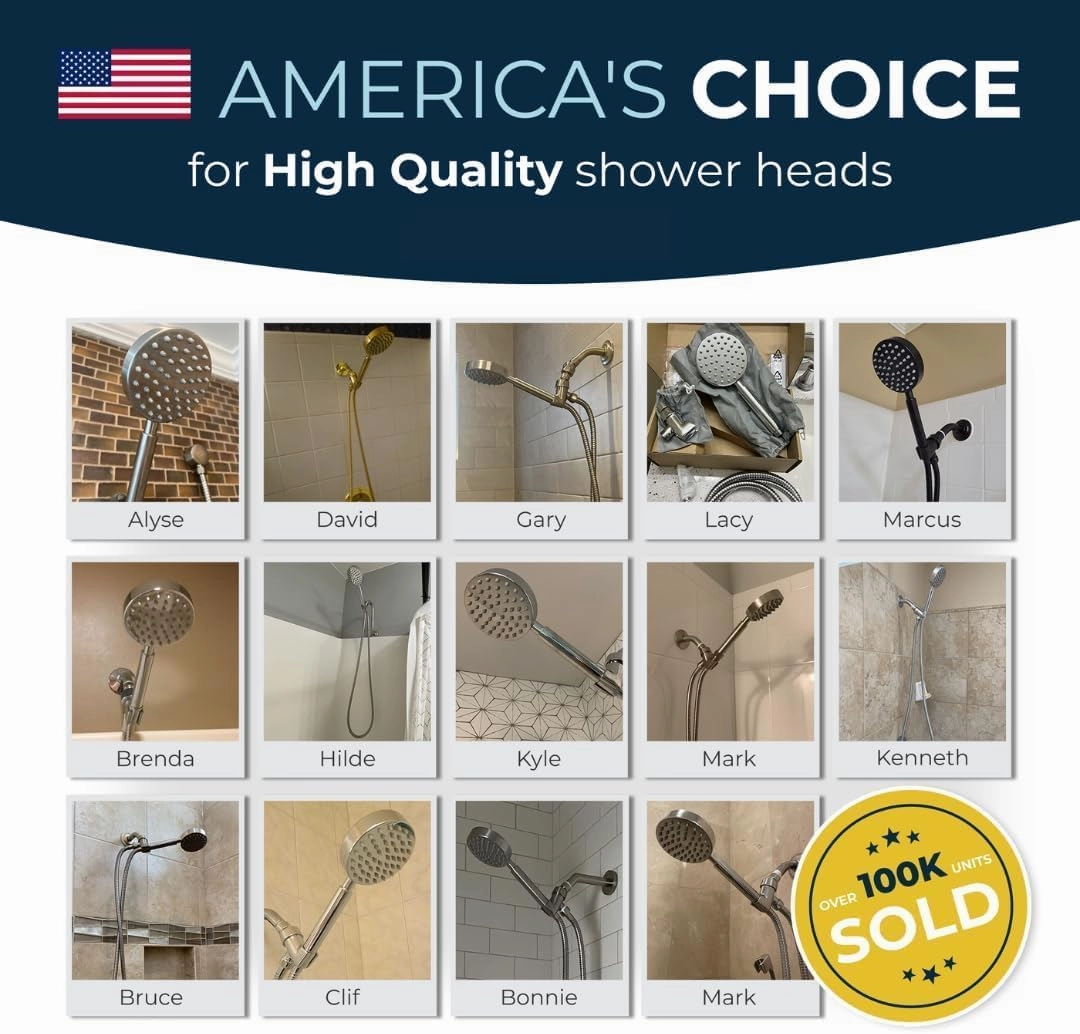 HammerHead Showers® ALL METAL Handheld Shower Head with Hose and Brass Holder - MATTE BLACK - 2.5 GPM High Pressure Shower Heads with Adjustable Shower Wand Bracket - 6ft Flexible Extension