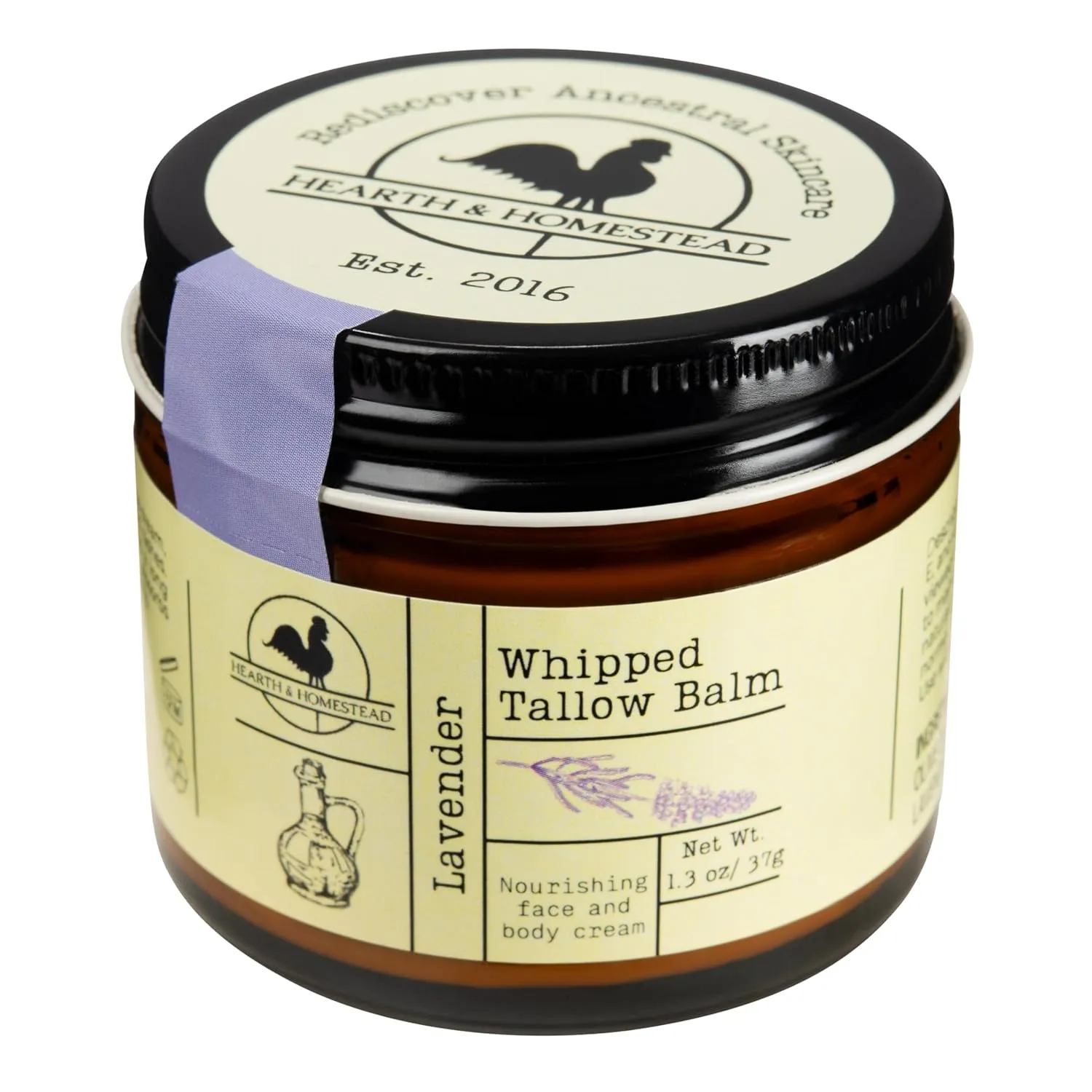 Handmade Whipped Tallow Balm, Organic, Moisturizer, Body Butter with Infused Olive Oil, for Eczema, Rosacea, Baby (Lavender)