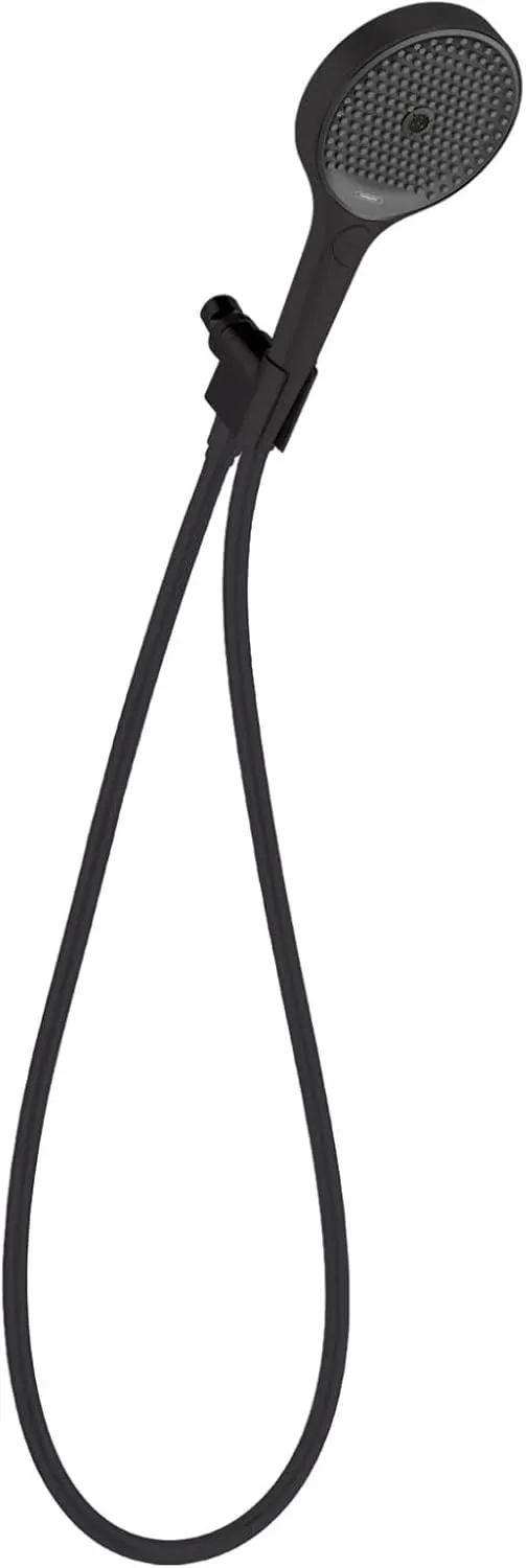hansgrohe Rainfinity 5-inch Handheld Shower Head Set Modern 3-Spray PowderRain, Intense PowderRain, MonoRain with QuickClean with Hose in Matte Black, 1.75 GPM, 26914671
