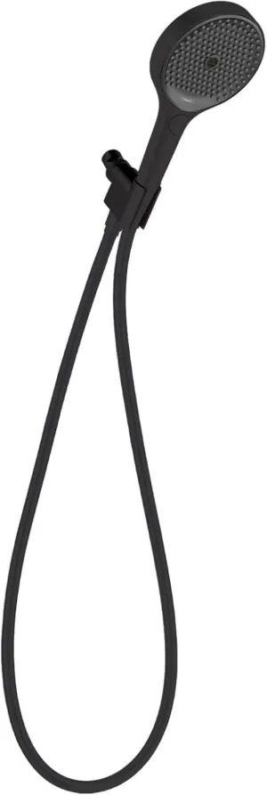 hansgrohe Rainfinity 5-inch Handheld Shower Head Set Modern 3-Spray PowderRain, Intense PowderRain, MonoRain with QuickClean with Hose in Matte Black, 1.75 GPM, 26914671