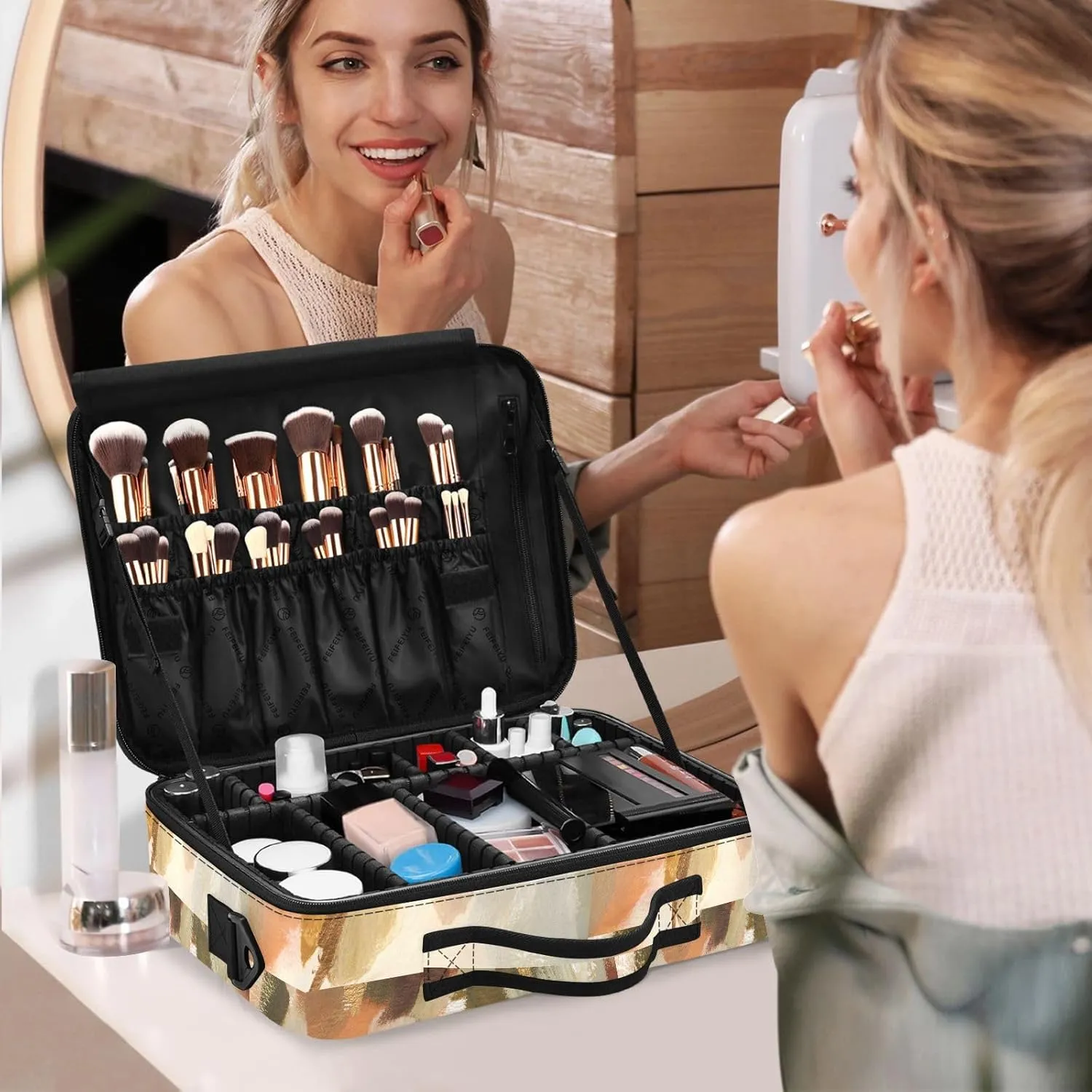 Hard Shell Travel Bag for Women Large Makeup Toiletry Organizer