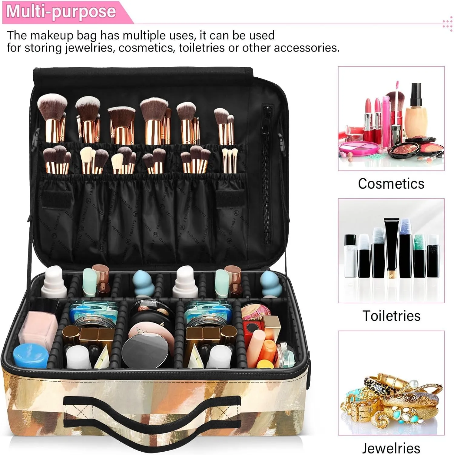 Hard Shell Travel Bag for Women Large Makeup Toiletry Organizer