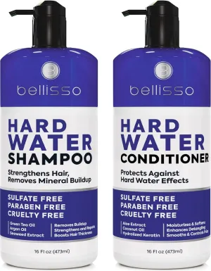 Hard Water Shampoo and Conditioner Set - Sulfate Free Hair Care Products for Women and Men - Moisturizing Treatment with Chelating Properties for a Deep Clean - Remover for Cleansing Mineral Build Up