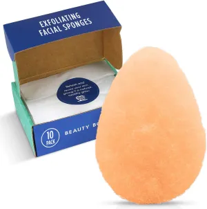 HartFelt [10 Pack] Gentle Exfoliating Facial Sponge for Face - Daily Cleansing Face Scrubber - Buf Dirt Away with Puf styled Reusable Face Pads for Removing Makeup, Dirt, and Dead Skin