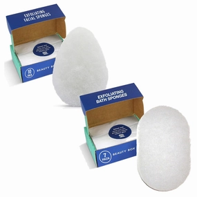 HartFelt Exfoliation Beauty Box with Face Scrub and Body Scrub Bundle, Shower Sponges for Women & Men, Shower Scrubber Gift Box