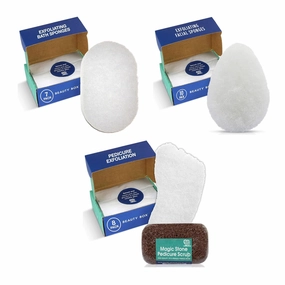 HartFelt Exfoliation Beauty Boxes with Face, Body, and Foot Scrub Bundle for Women & Men, Shower Scrubber Gift Box