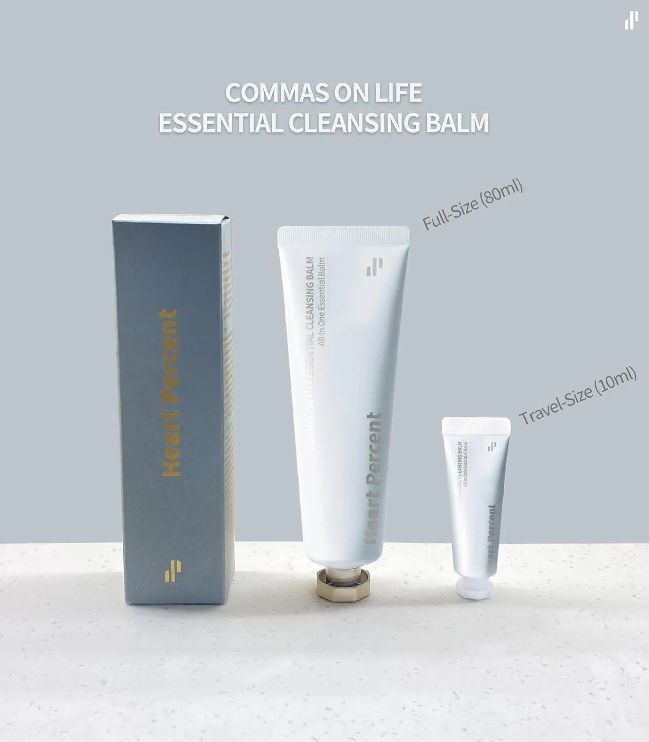 Heart Percent Commas on Life Essential Cleansing Balm, Sherbet-Oil-Milk Transforming Makeup Remover Vegan Daily Face Wash Cleanser for All Skin Types, 80ml (2.7oz)