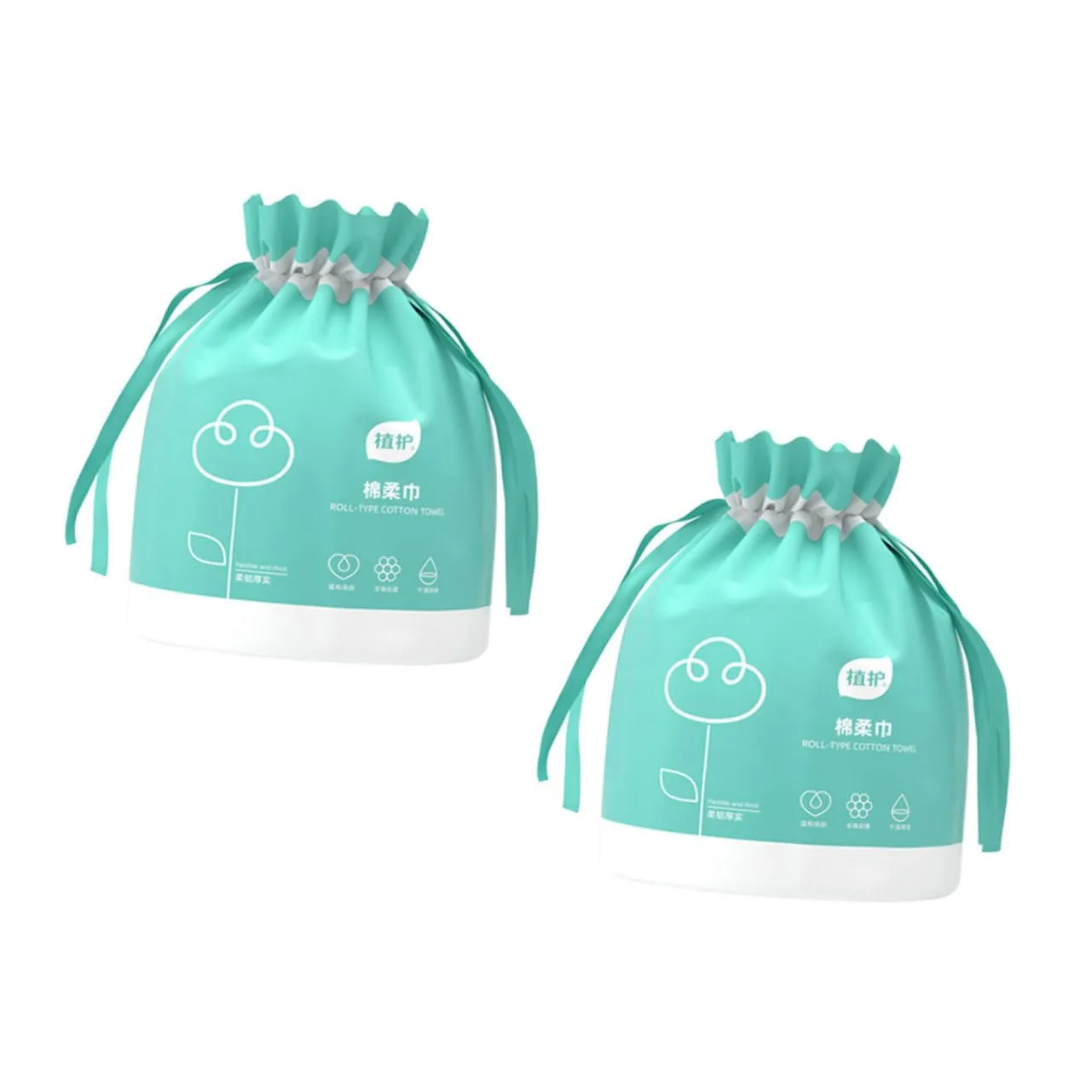Hemoton 2 Rolls of Soft Cotton Facial Towelettes 40 Sheets Each Makeup Remover Wet Dry Gentle on Sensitive Sk