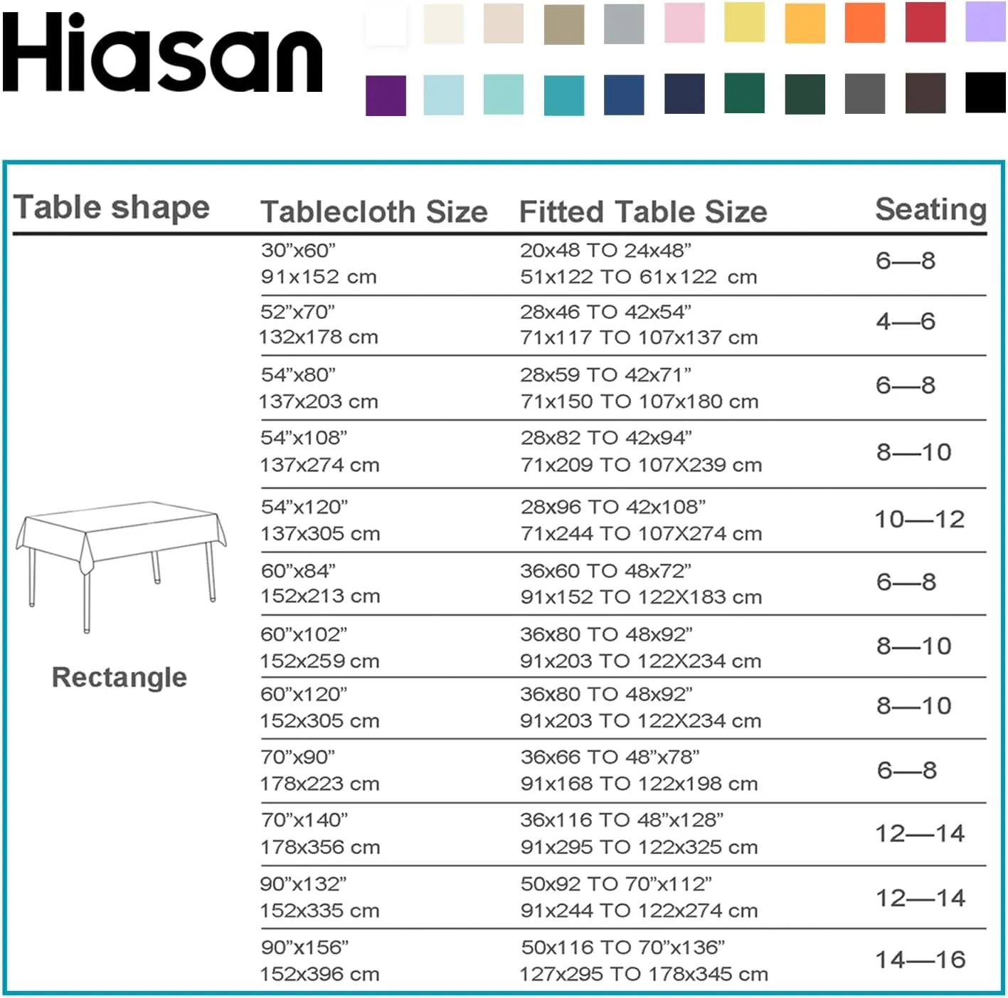 Hiasan 2 Pieces Black Tablecloth Rectangle - Waterproof and Wrinklr Resistant Washable Polyester Fabric Table Cloth for Dining Room and Outdoor Use, 54 x 108 Inch