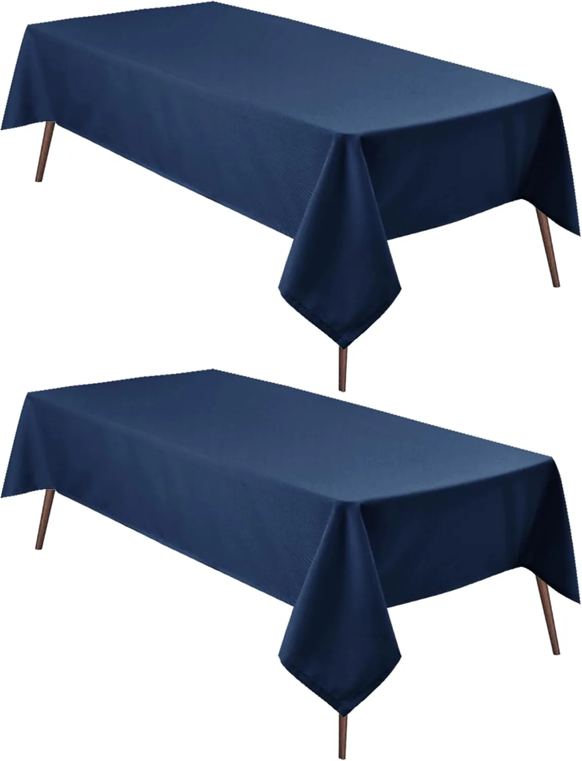 Hiasan 2 Pieces Rectangle Tablecloth - Waterproof Washable Polyester Table Cloth for Dining Room Kitchen Party Camping, Navy Blue, 54 x 108 Inch