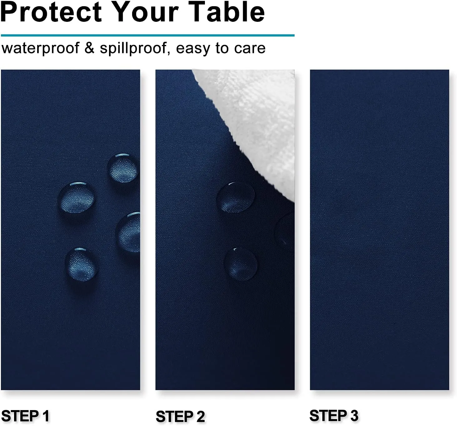 Hiasan 2 Pieces Rectangle Tablecloth - Waterproof Washable Polyester Table Cloth for Dining Room Kitchen Party Camping, Navy Blue, 54 x 108 Inch