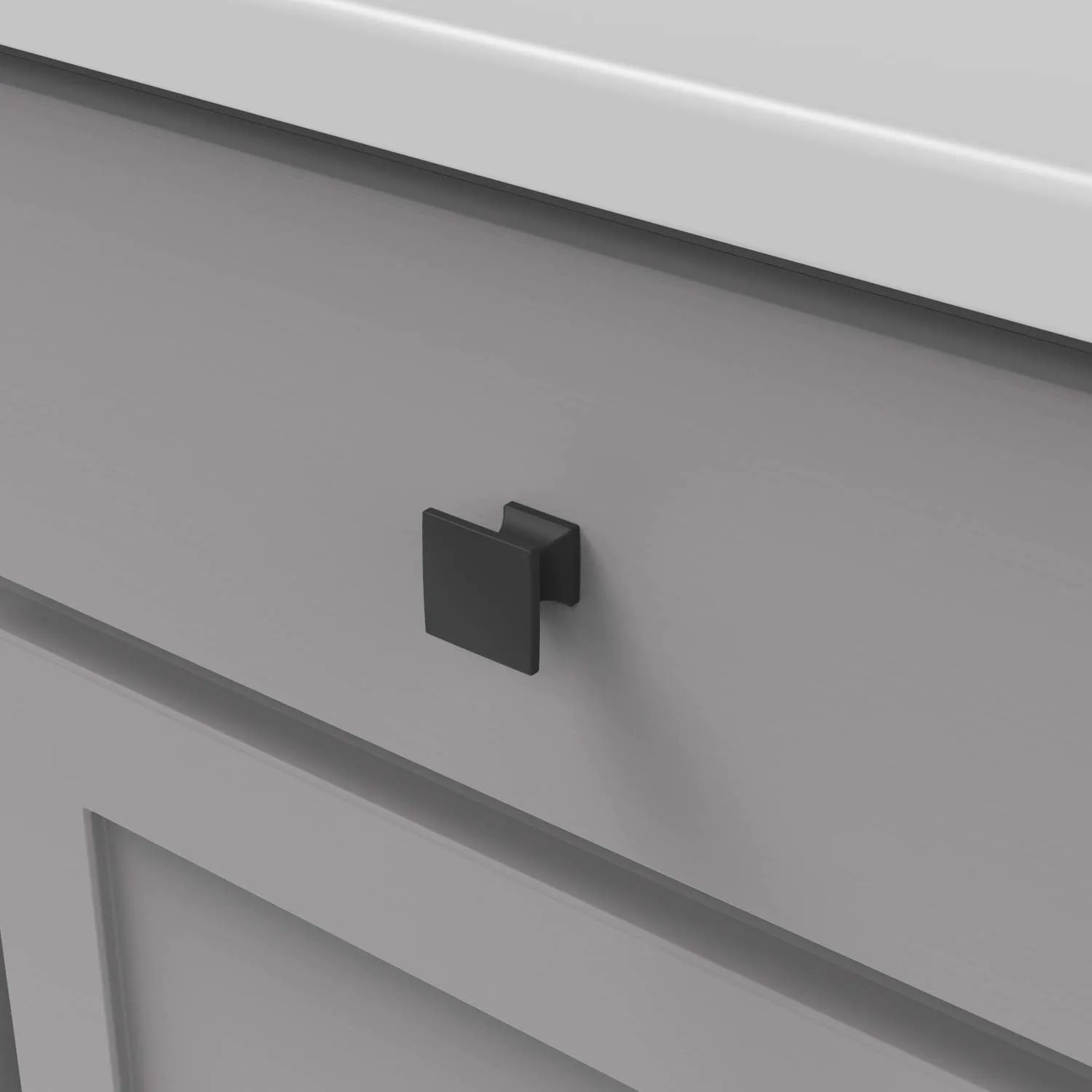 Hickory Hardware Studio Collection Knob 1-1/4 Inch Square Matte Black Finish (10 Pack)