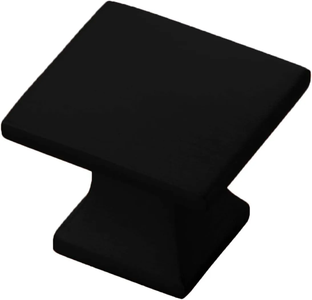 Hickory Hardware Studio Collection Knob 1-1/4 Inch Square Matte Black Finish (10 Pack)