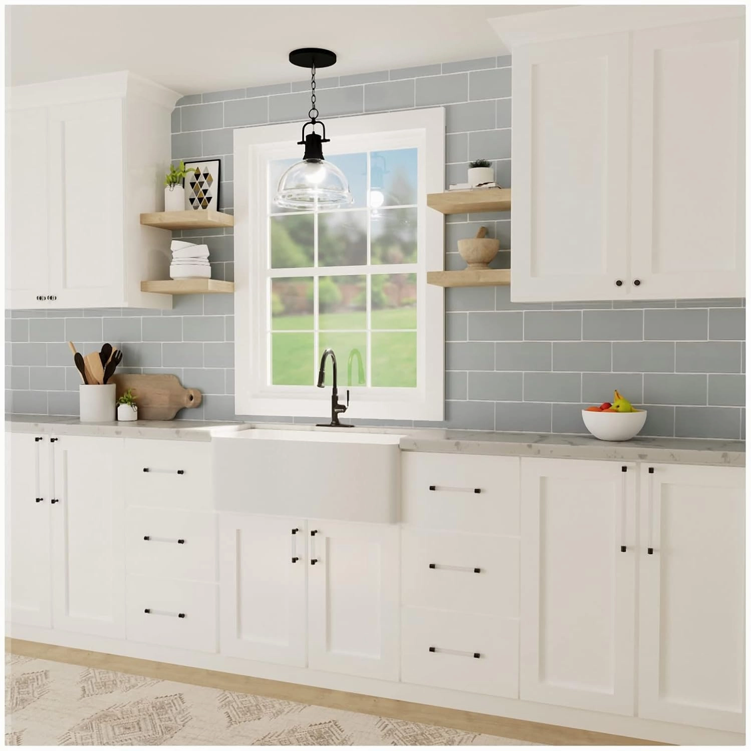 Hickory Hardware 1 Pack Solid Core Kitchen Cabinet Pulls, Luxury Cabinet Handles, Doors & Dresser Drawers, 8-13/16 Inch (224mm) Hole Center, Crysacrylic with Matte Black, Midway Collection