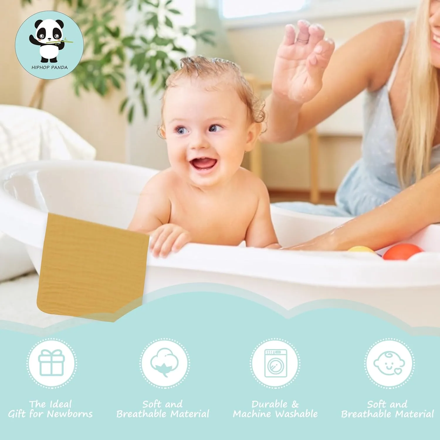 HIPHOP PANDA 10 Pack 6-Layers Muslin Burp Cloths Large - Durable 100% Cotton - Baby Essentials Extra Absorbent and Soft Boys & Girls Rags for Newborn Registry (Honey, 20" X10")