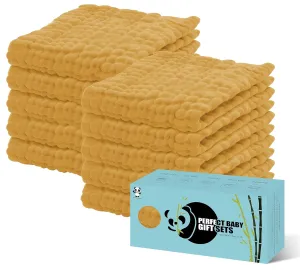 HIPHOP PANDA 10 Pack 6-Layers Muslin Burp Cloths Large - Durable 100% Cotton - Baby Essentials Extra Absorbent and Soft Boys & Girls Rags for Newborn Registry (Honey, 20" X10")