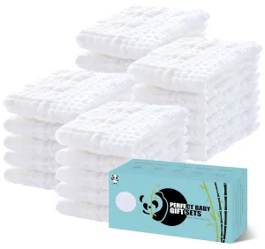 HIPHOP PANDA 20 Pack 6-Layers Muslin Burp Cloths Large - Durable 100% Cotton - Baby Essentials Extra Absorbent and Soft Boys & Girls Rags for Newborn Registry (White, 20" X10")