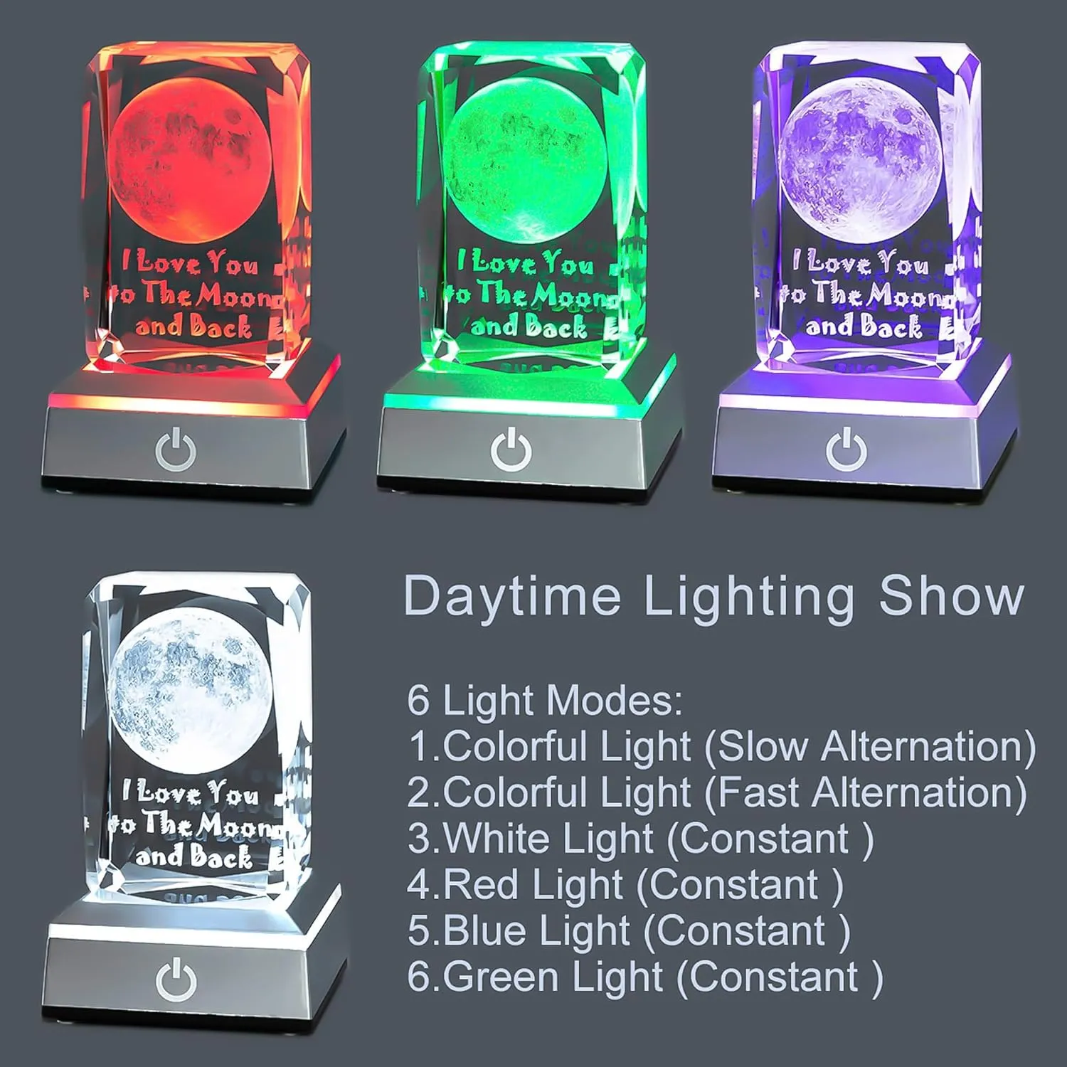 hochance 3D Moon Crystal Multicolor Nightlight - I Love You Decolamp,Mothers Day Gifts Ideas for Mom Wife from Daughter Husband,Valentines Anniversary Birthday Presents for Girlfriend Couple Her