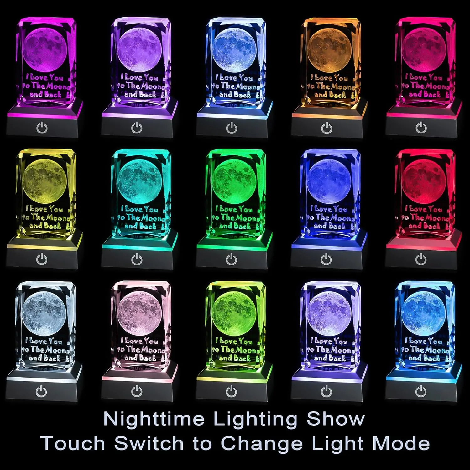hochance 3D Moon Crystal Multicolor Nightlight - I Love You Decolamp,Mothers Day Gifts Ideas for Mom Wife from Daughter Husband,Valentines Anniversary Birthday Presents for Girlfriend Couple Her