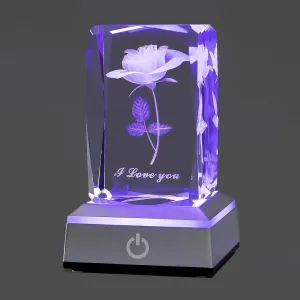 hochance 3D Rose Crystal Multicolor Nightlight - I Love You Decolamp,Mothers Day Gifts Ideas for Mom Wife from Daughter Husband,Valentines Anniversary Birthday Presents for Girlfriend Couple Her