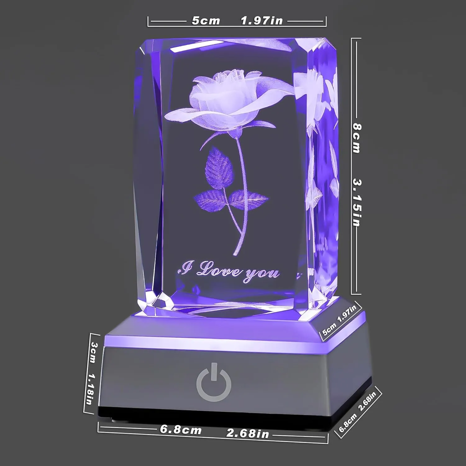 hochance 3D Rose Crystal Multicolor Nightlight - I Love You Decolamp,Mothers Day Gifts Ideas for Mom Wife from Daughter Husband,Valentines Anniversary Birthday Presents for Girlfriend Couple Her