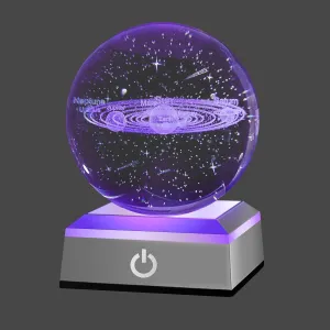 hochance 3D Solar System Crystal Ball Nightlight Multicolor Decolamp for Science Astronomy Space,for Boyfriends Husband Him,Presents for Fathers Kids Boys Birthday