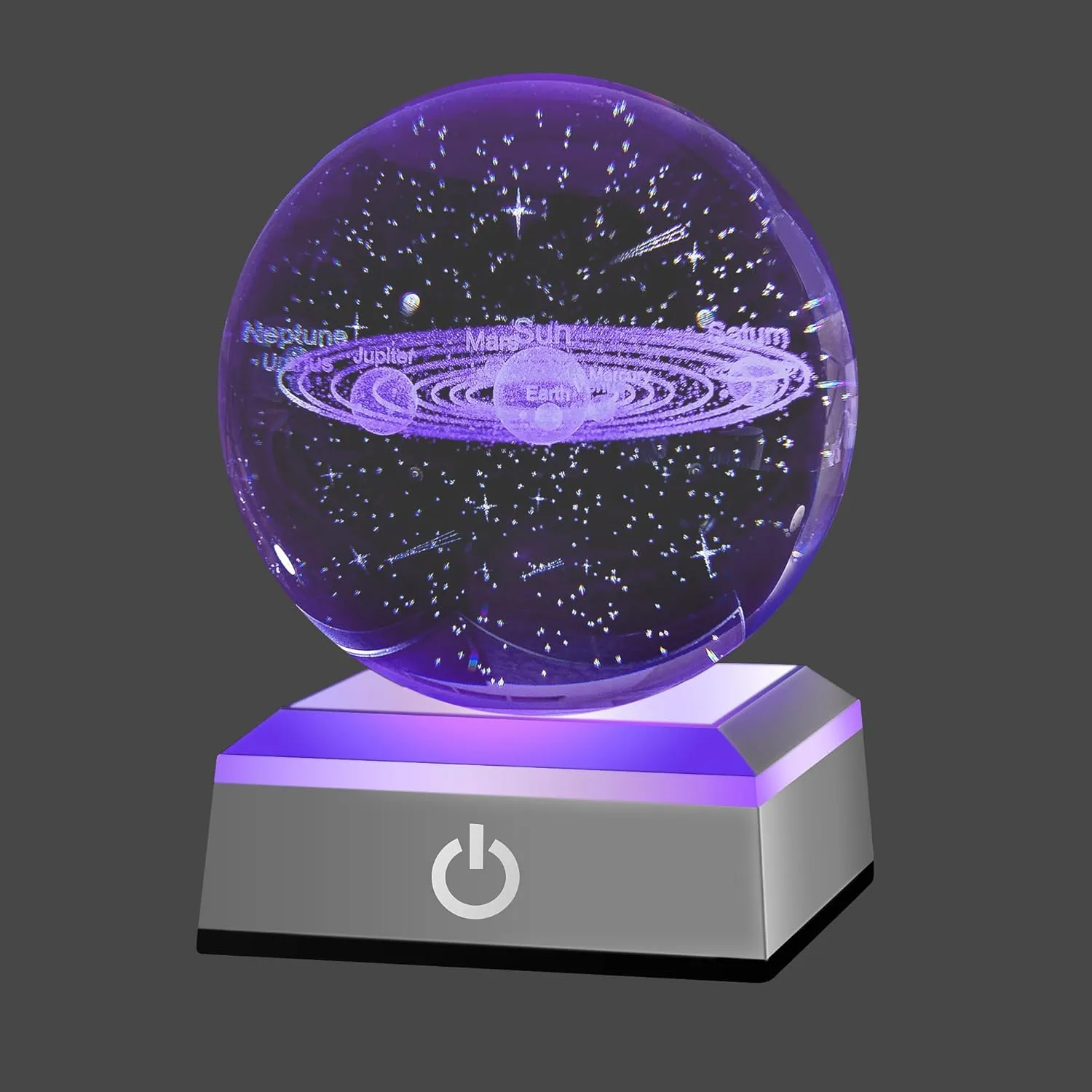 hochance 3D Solar System Crystal Ball Nightlight Multicolor Decolamp for Science Astronomy Space,for Boyfriends Husband Him,Presents for Fathers Kids Boys Birthday