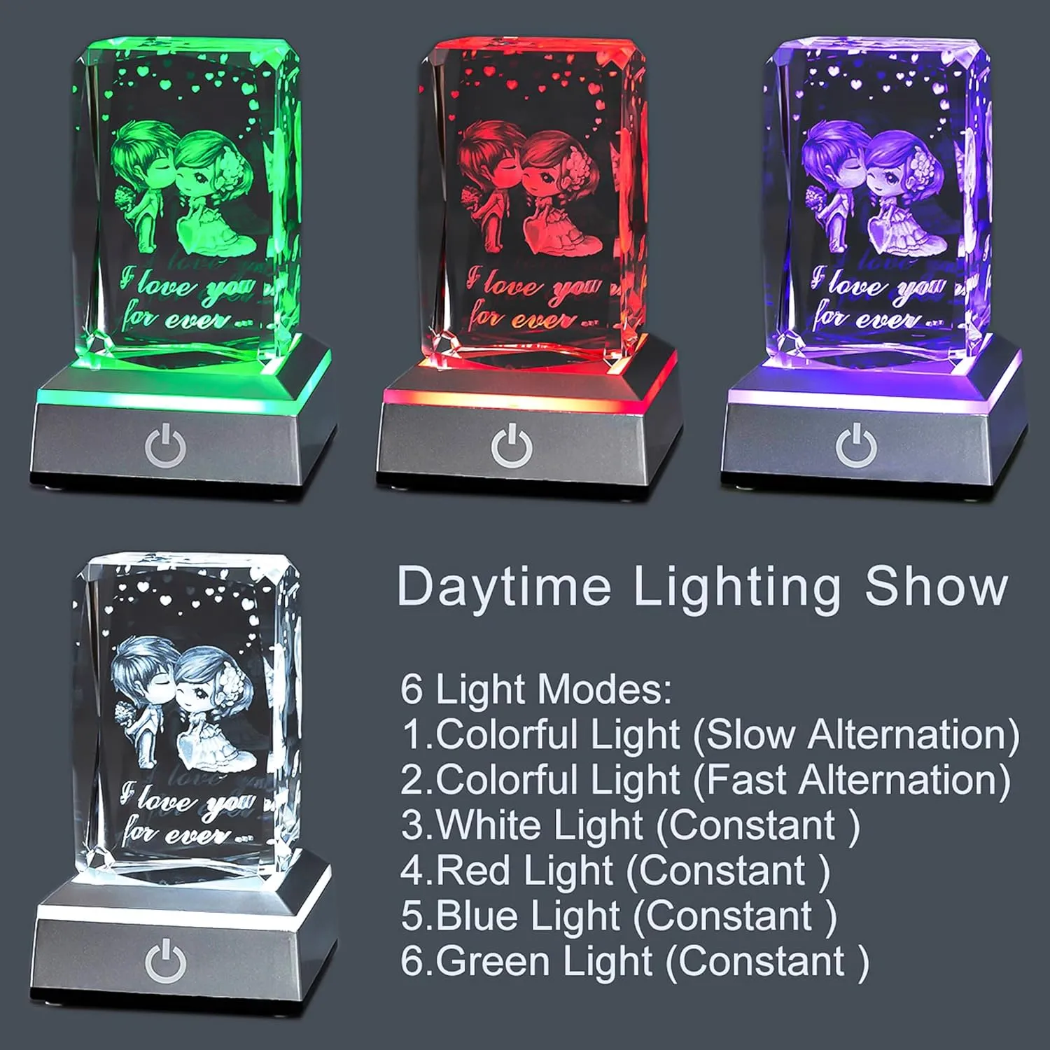 Hochance 3D Sweetheart Crystal Multicolor Nightlight - I Love You Decolamp,Mothers Day Gifts Ideas for Mom Wife from Daughter Husband,Valentines Anniversary Birthday Presents for Girlfriend Couple Her
