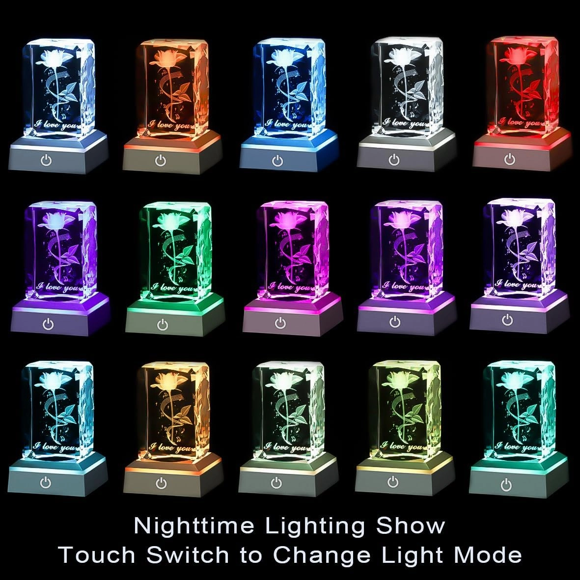 hochance 3D Moon Crystal Multicolor Nightlight - I Love You Decolamp,Perfect Valentines Gift Ideas for Her My Girlfriend Wife Mom - Unique Anniversary Birthday Presents