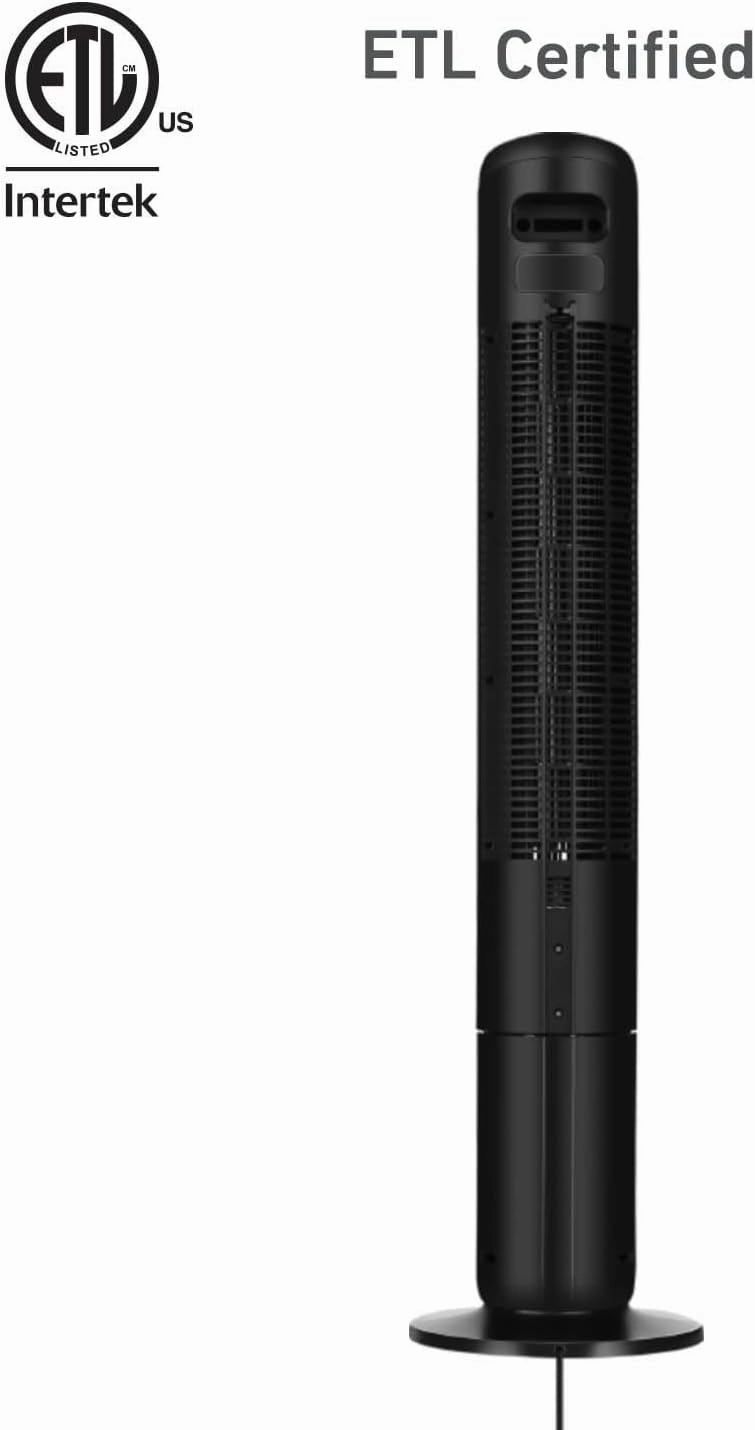 HOLMES 42" Digital Tower Fan, ClearRead Display, 90° Oscillation, 5 Speeds, 4 Modes, 8-Hour Timer, Home, Bedroom or Office, Remote Control, Matte Black