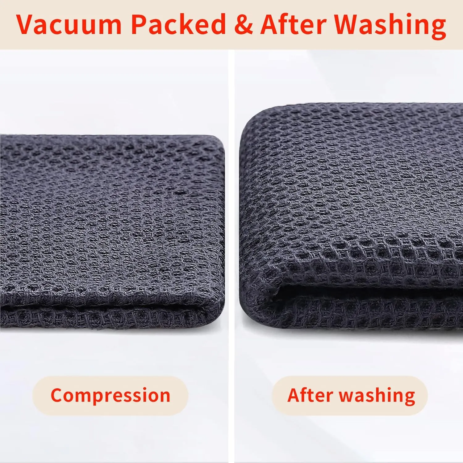 Homaxy 100% Cotton Waffle Weave Kitchen Dish Cloths, Ultra Soft Absorbent Quick Drying Dish Towels, 12 x 12 Inches, 12-Pack, Dark Grey