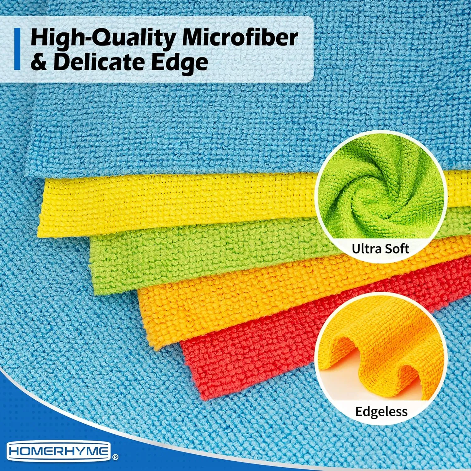 HOMERHYME Microfiber Cleaning Cloths, 100 Pack Cleaning Rags Microfiber Towels Bulk Absorbent Lint-Free Washcloths, All-Purpose Cloth Wipes for Car, Shop, Garage, Household Cleaning 11.5"*11.5"