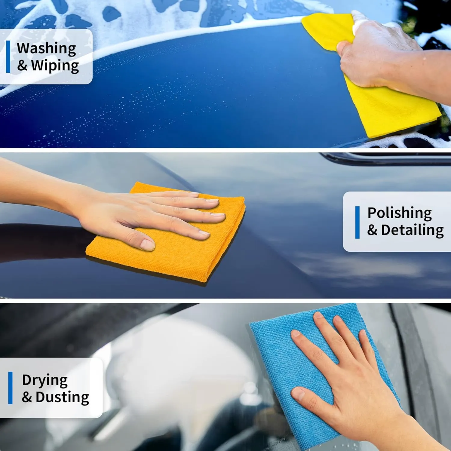 HOMERHYME Microfiber Cleaning Cloths, 100 Pack Cleaning Rags Microfiber Towels Bulk Absorbent Lint-Free Washcloths, All-Purpose Cloth Wipes for Car, Shop, Garage, Household Cleaning 11.5"*11.5"