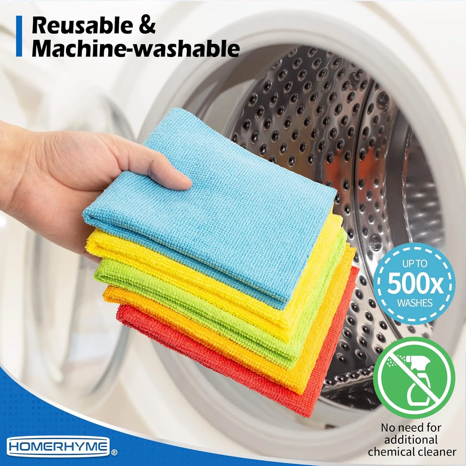 HOMERHYME Microfiber Cleaning Cloths, 100 Pack Cleaning Rags Microfiber Towels Bulk Absorbent Lint-Free Washcloths, All-Purpose Cloth Wipes for Car, Shop, Garage, Household Cleaning 11.5"*11.5"