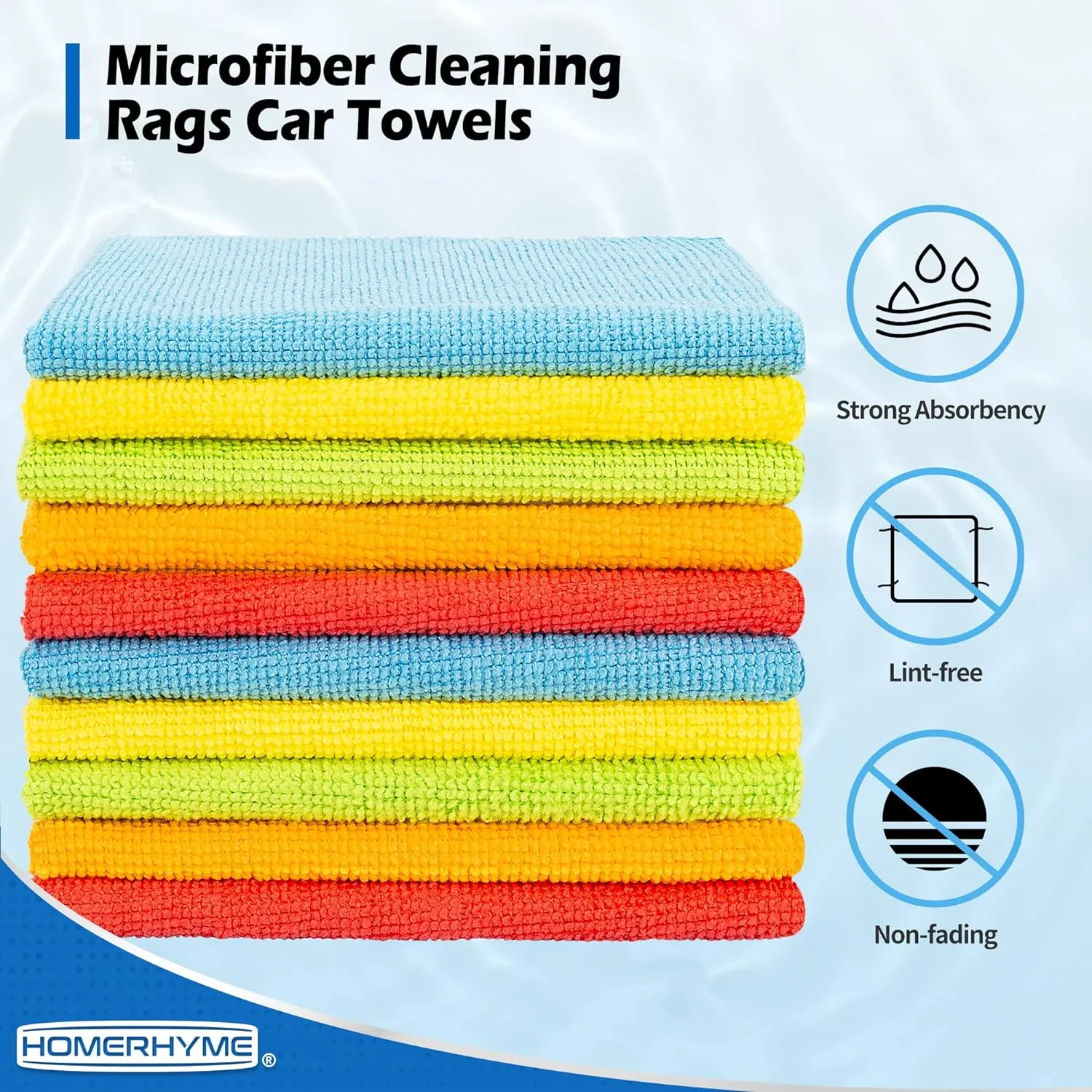 HOMERHYME Microfiber Cleaning Cloths, 100 Pack Cleaning Rags Microfiber Towels Bulk Absorbent Lint-Free Washcloths, All-Purpose Cloth Wipes for Car, Shop, Garage, Household Cleaning 11.5"*11.5"