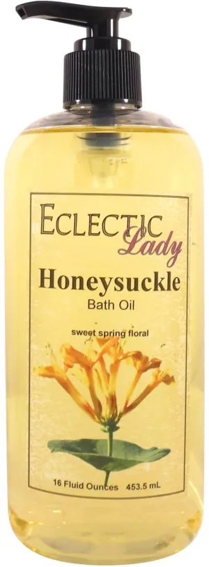 Honeysuckle Bath Oil by Eclectic Lady - Scented Bath Oil - Relaxing & Moisturizing Bathing Oil - Fragrance Body Oil For Dry & Rough Sensitive Skin - Body Daily Nourishing Shower Oil (16 oz)