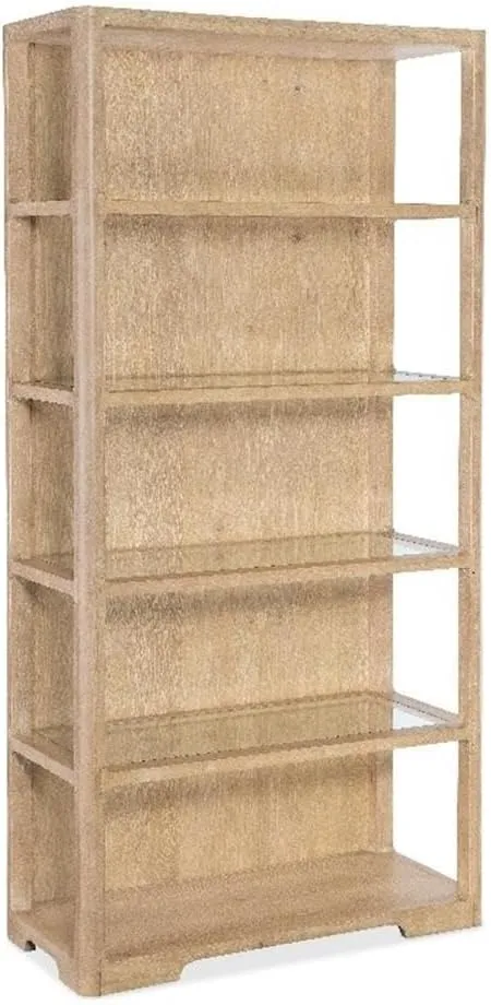 Hooker Furniture Retreat Wood Framed Etagere with Glass Shelves in Beige