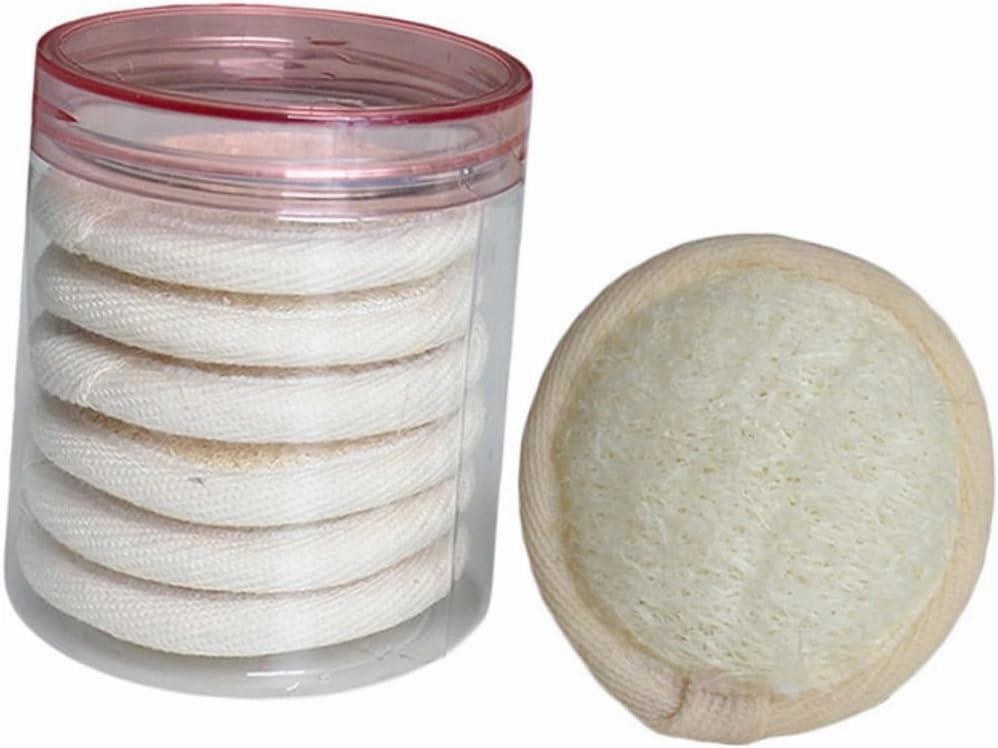 Housoutil 3pcs Makeup Remover Pads Gentle Exfoliating Loofah Sponges for Deep Cleansing Suitable for All Skin Types and Reusable Facial Wipes Jar