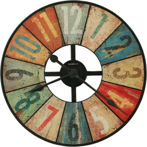 Howard Miller Grange Hall Wall Clock - Oversized Rustic Analog Wall Clock, Aged Background with Multi-Colored, Battery Operated Quartz Movement - Ideal Kitchen, Living Room, Office, and Home Décor