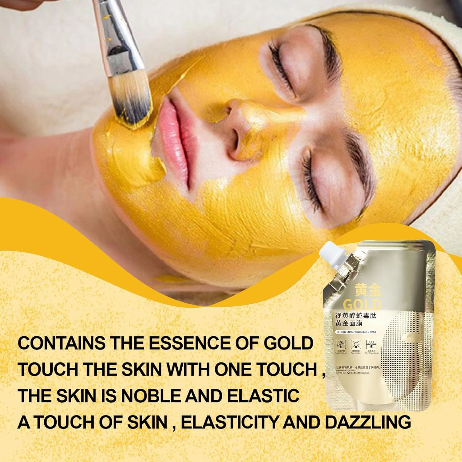 Huasurv Gold Mask, Chinese Gold Exfoliating Mask, Anti-Aging Gold Mask, Deep Cleansing, Firming & Moisturizing, Conditioning & Nourishing Skin, Suitable for All Skin Types (3pcs)