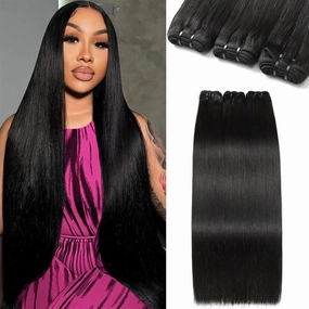 Human Hair Bundles 28 30 32 Inch Straight Bundles Human Hair 100% Brazilian Hair Extensions Quick Weave Raw Natural Black