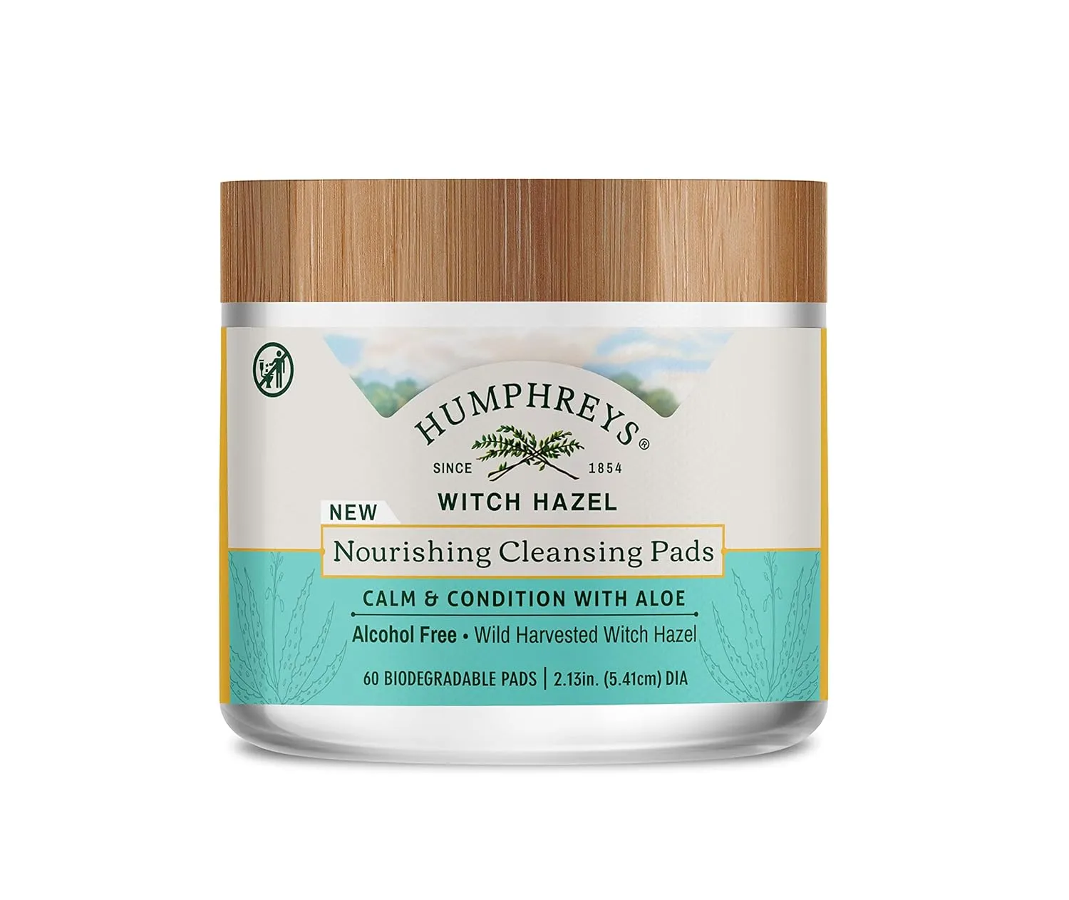 Humphreys Witch Hazel Nourishing Cleansing Pads | Wild Harvested Witch Hazel & Aloe | Alcohol-Free | Natural | Hydrating | Biodegradable | 60 Pads