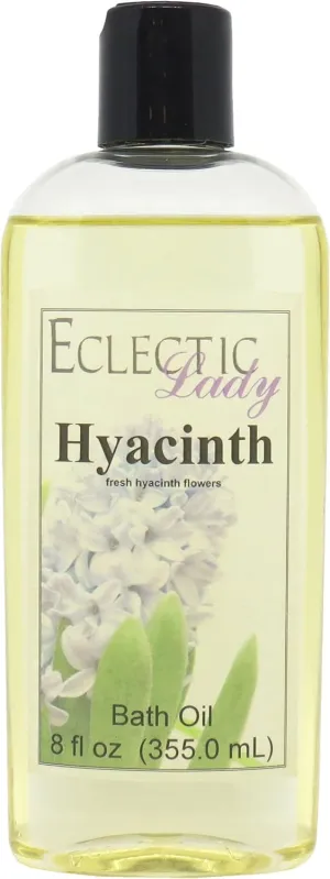 Hyacinth Bath Oil by Eclectic Lady - Scented Bath Oil - Relaxing & Moisturizing Bathing Oil - Fragrance Body Oil for Dry & Rough Sensitive Skin - Body Daily Nourishing Shower Oil (8 oz)