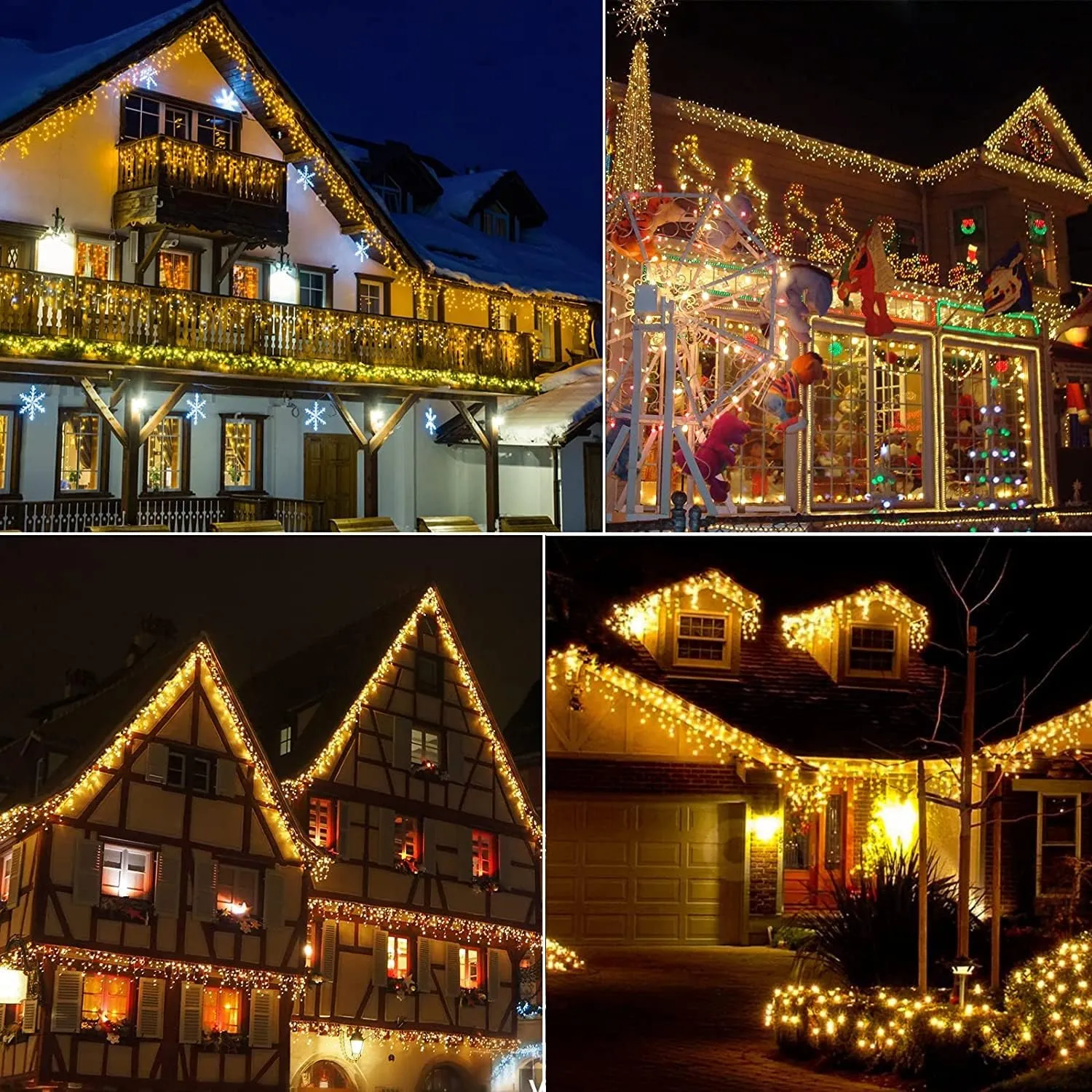 Icicle Christmas Lights Outdoor, 33ft 400 LED Icicle Lights for Outside, Plug in Twinkle Lights Indoor with 8 Modes Timer Waterproof for House Holiday Decor Wedding Christmas Decorations (Warm White)