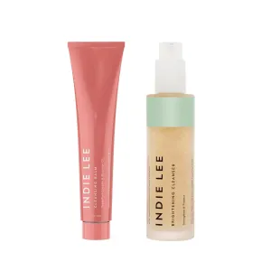 Indie Lee Double Duty Skin Care Bundle for Balanced & Combination Skin - Double Cleansing Kit - Includes Cleansing Balm & Makeup Remover and Brightening Facial Cleanser (2 Count, 90ml/125ml)