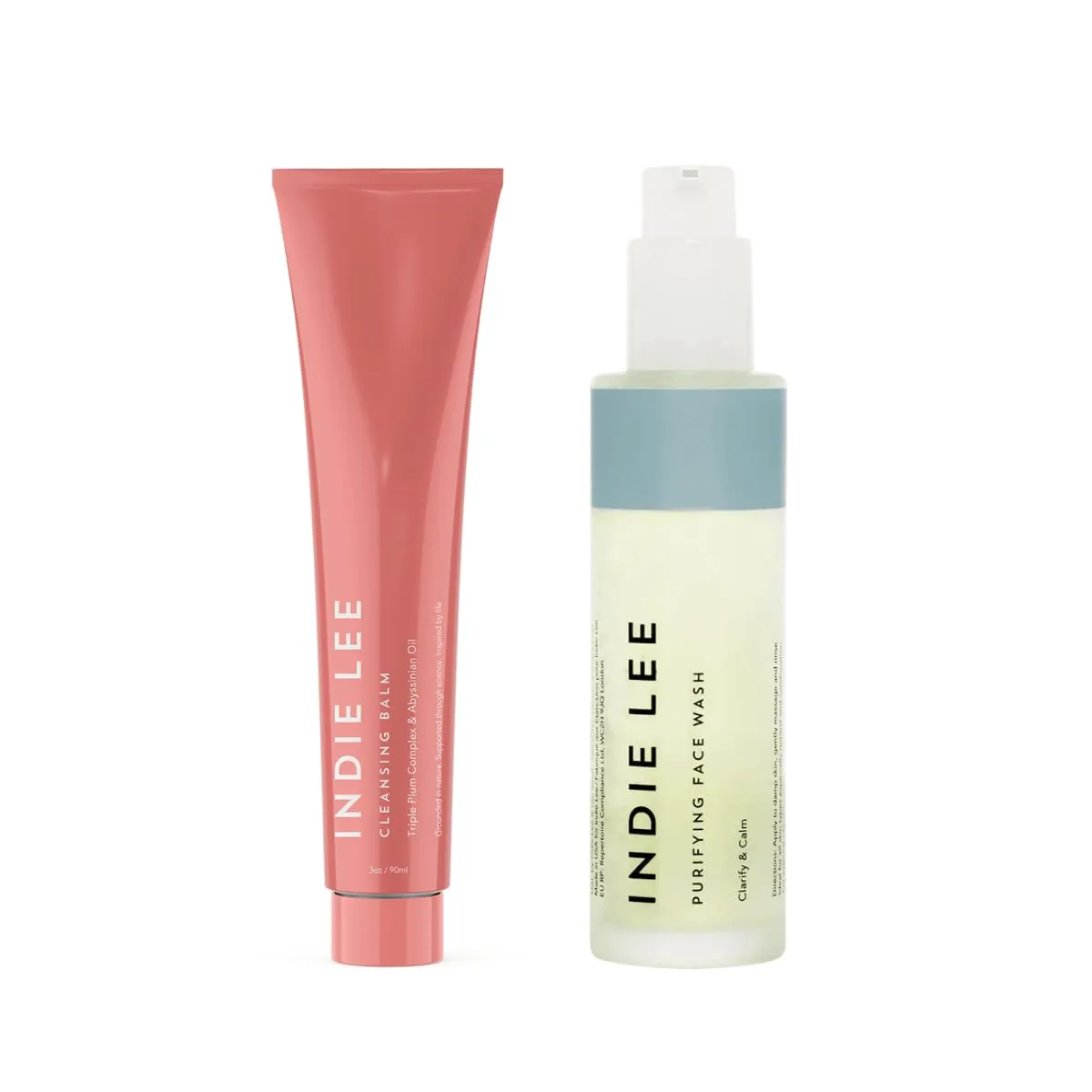 Indie Lee Double Duty Skin Care Bundle for Oily & Acne-Prone Skin - Double Cleansing Kit - Includes Cleansing Balm & Makeup Remover and Purifying Face Wash (2 Count, 90ml/125ml)