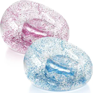 Inflatable Bean Bag Chair for Adult Bean Bag Sofa Chair Blow up Inflatable Furniture for Outdoor Living Room Bedroom Balcony Travel Party Gift Accessories(Pink and Blue Glitter,2 Pcs)