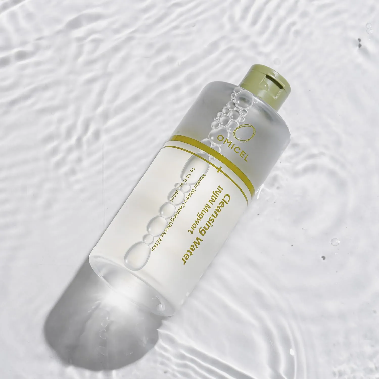 INJIN Mugwort Mineral Cleansing Water (1 Count) - Gentle Makeup Remover | Micellar Water with Tea Tree Leaf Water | Glucose-Infused Formula for Effective Cleansing