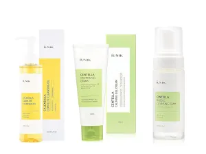 IUNIK Calendula Complete Deep Cleansing Oil, 6.70 Fl Oz   Centella Calming Recovery Gel Hydrating Cream 2.02 Fl. Oz.   Centella Bubble Foaming Facial Cleanser, 5.07 Fl Oz